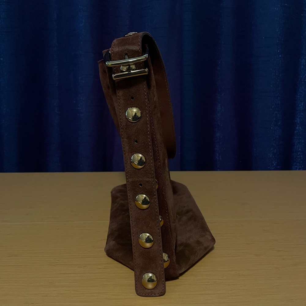 Madewell Brown Suede Studded Shoulder Bag - Picture 6 of 10
